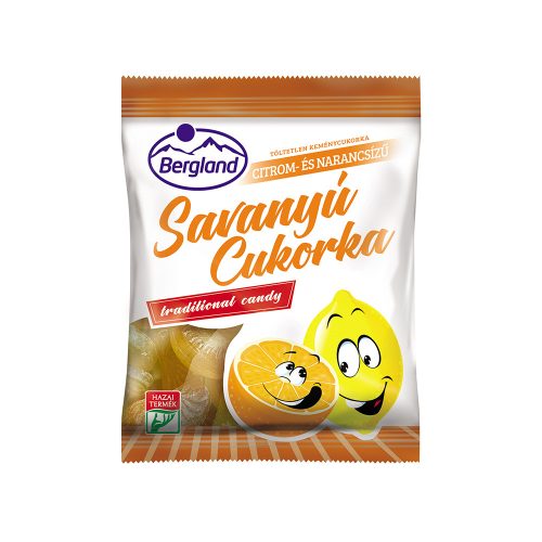 Bergland savanyú cukorka citrom-narancs ízű, töltetlen-70g