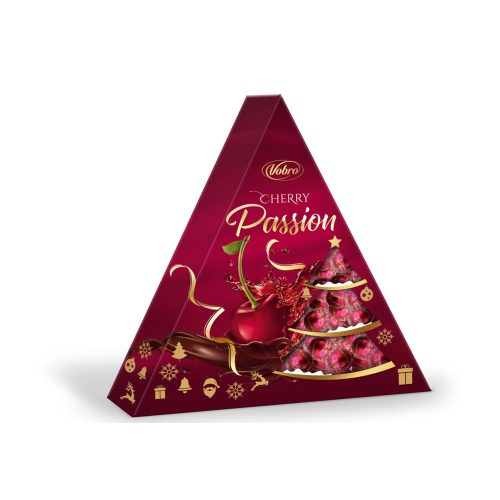 Vobro Cherry Passion karácsonyfa formájú desszert alkoholos meggyel - 126 g