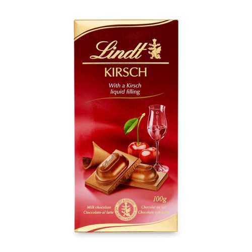 Lindt Kirsch alkoholos töltött táblás csokoládé - 100 g