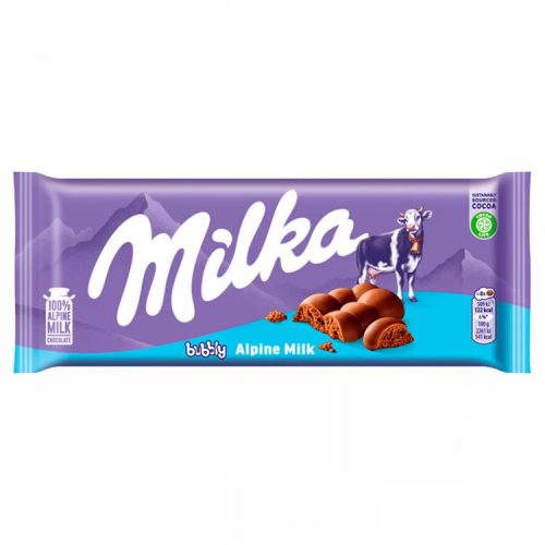 Milka bubbly alpesi táblás csokoládé - 90g