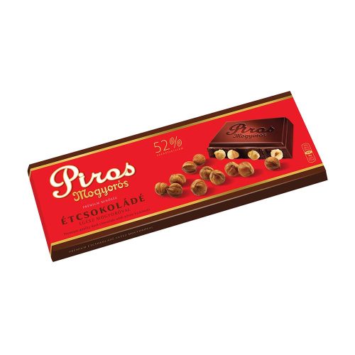 Piros mogyorós étcsokoládé -  225g