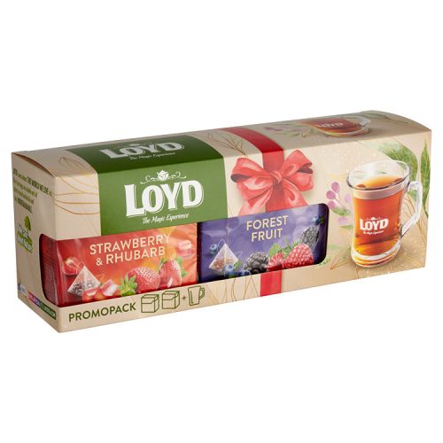 Loyd tea doboz pohárral (forest fruit-eper-rebarbara) - 80g