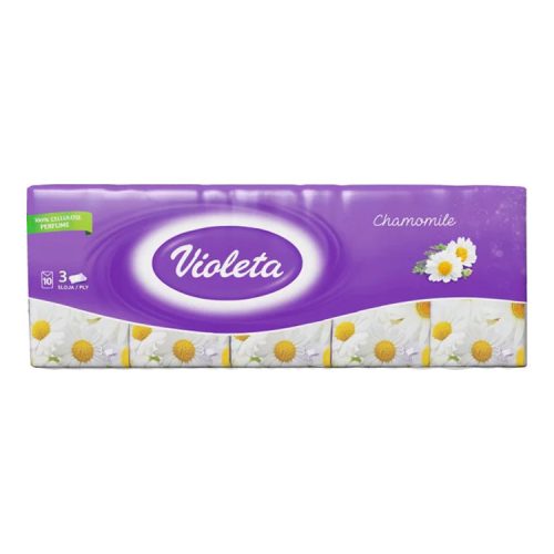 Violeta papírzsebkendő 3 rétegű kamilla - 10x10db