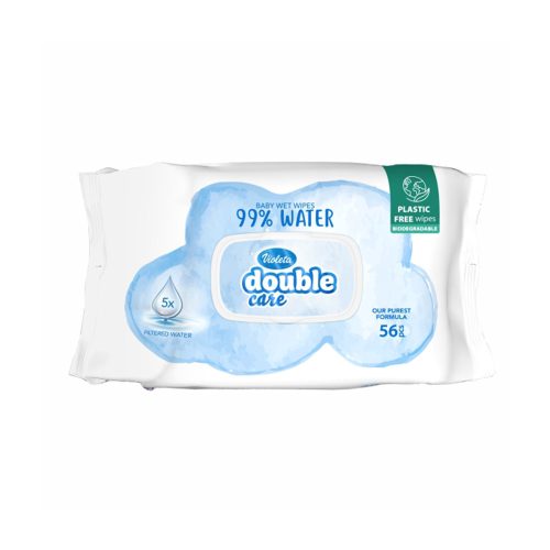 Violeta Double Care nedves törlőkendő 99% vízzel -  56db