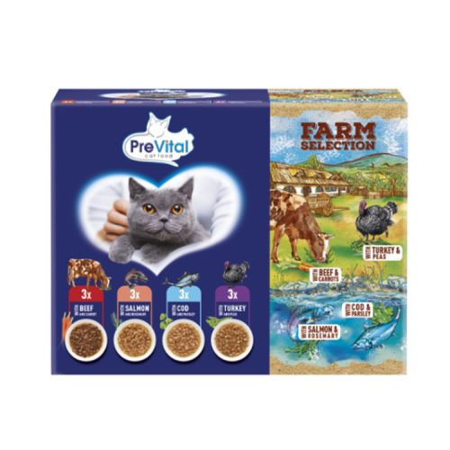 PreVital Farm Selection nedves macskaeledel hús-hal - 12 x 85 g