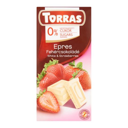 Torras táblás epres fehércsokoládé hozzáadott cukor nélkül - 75 g