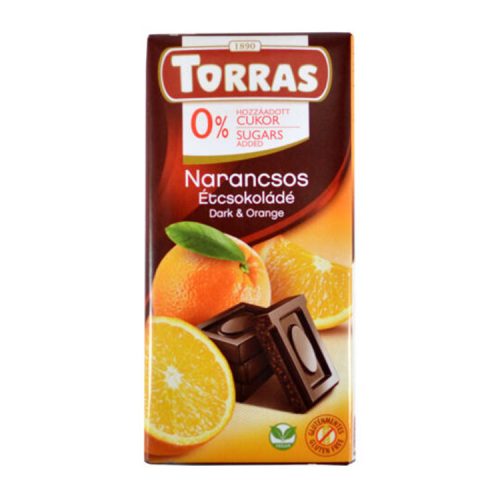 Torras táblás narancsos étcsokoládé hozzáadott cukor nélkül - 75g