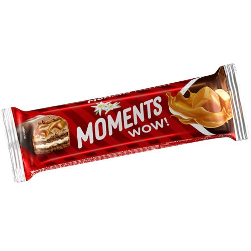 Moments WOW! tejcsokiba mártott tejes-karamellás-mandulás ostya - 40g