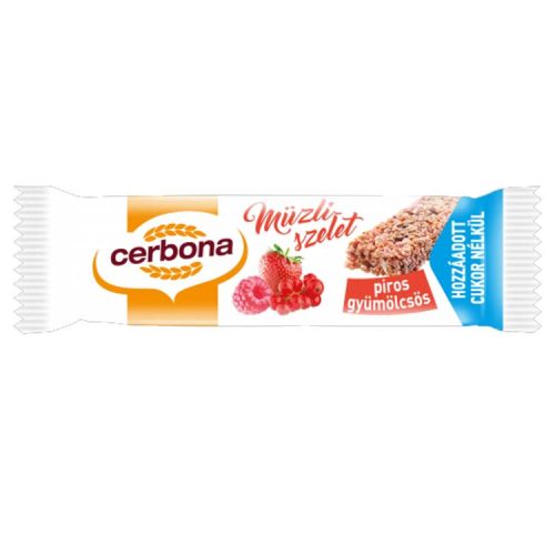 Cerbona piros gyümölcsös, hozzáadott cukor nélküli müzliszelet - 20g