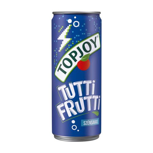 Topjoy Szénsavas Tutti Frutti ízű fémdobozos üdítőital - 330Ml