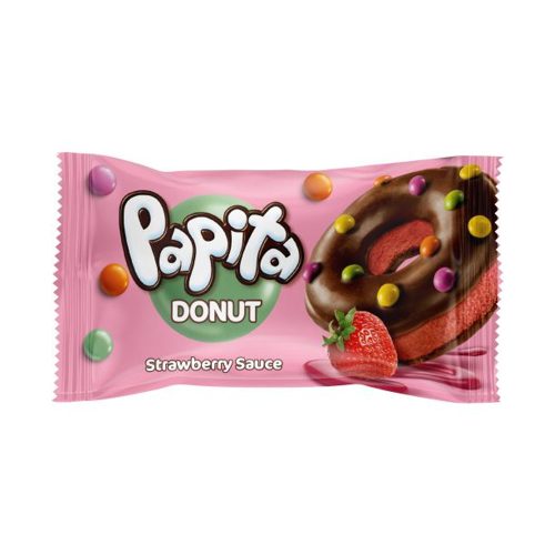 Papita Donut sütemény eper bevonattal - 40g