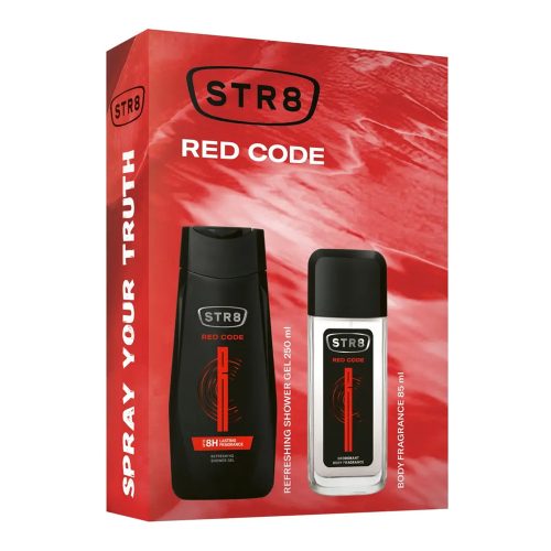 STR8 RED CODE ajándékcsomag - tusfürdő 250 ml + natural spray 85 ml