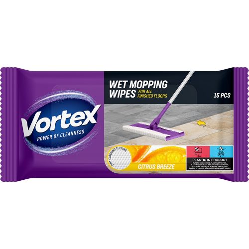 VORTEX Citrus Breeze nedves felmosókendő  - 15db