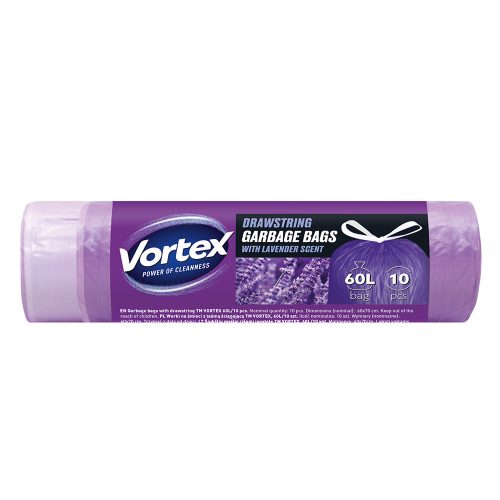 VORTEX Szemeteszsák 60 Literes, húzószáras levendulás - 10db