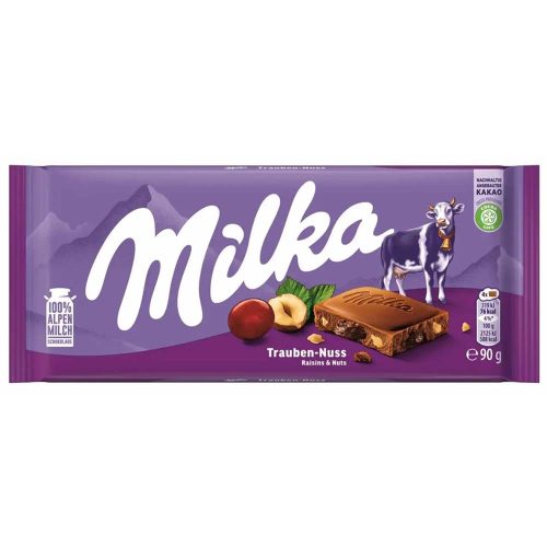 Milka mazsolás-mogyorós táblás csokoládé  - 90g